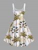 Tenue de plage hawaïenne assortie grande taille à imprimé chaîne de cocotiers pour couples - Blanc 