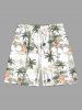 Tenue de plage hawaïenne assortie grande taille, motif cocotier, feuilles tropicales, fleurs d'hibiscus, pour couples - Blanc 