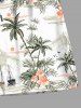 Tenue de plage hawaïenne assortie grande taille, motif cocotier, feuilles tropicales, fleurs d'hibiscus, pour couples - Blanc 