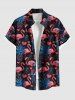 Tenue de plage hawaïenne assortie grande taille à imprimé flamant rose, ananas et feuilles tropicales pour couples - Bleu profond 