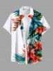 Ensemble chemise et barboteuse hawaïennes assorties, grande taille, tenue de plage, imprimé feuilles tropicales et hibiscus, pour couples - Blanc 