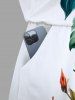 Ensemble chemise et barboteuse hawaïennes assorties, grande taille, tenue de plage, imprimé feuilles tropicales et hibiscus, pour couples - Blanc 
