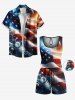 Ensemble chemise et barboteuse grande taille assortis, imprimé drapeau américain patriotique ombré, pour couples - Bleu 