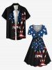 Patriotic American Flag Coconut Tree Print Plus Size Matching Outfit For Couples -  