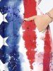 Plus Size Distressed Patriotic American Flag Print Split Pocket A Line Midi Dress -  