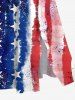 Plus Size Distressed Patriotic American Flag Print Split Pocket A Line Midi Dress -  
