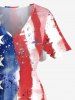 Plus Size Distressed Patriotic American Flag Print Split Pocket A Line Midi Dress -  