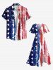 Plus Size Distressed Patriotic American Flag Print Split Pocket A Line Midi Dress -  