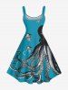 Robe trapèze grande taille à imprimé pieuvre et méduse hawaïenne - Vert 5X