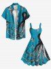 Robe trapèze grande taille à imprimé pieuvre et méduse hawaïenne - Vert 5X