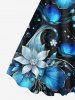 Plus Size Ombre Flower Leaves Galaxy Print Hawaii A Line Tank Dress -  