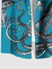 Plus Size Octopus Jellyfish Print Hawaii Sea Creatures Button Pocket Shirt For Men -  
