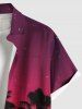 Chemise hawaïenne grande taille à imprimé cocotiers, ombré, crépuscule, galaxie, boutons et poches pour homme - Rouge 2XL