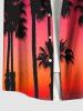 Plus Size Coconut Tree Ombre Dusk Galaxy Print Hawaii Button Pocket Shirt For Men -  