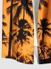 Chemise hawaïenne grande taille à imprimé cocotiers et crépuscule ombré pour homme - Orange 3XL