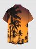 Chemise hawaïenne grande taille à imprimé cocotiers et crépuscule ombré pour homme - Orange 3XL