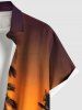 Chemise hawaïenne grande taille à imprimé cocotiers et crépuscule ombré pour homme - Orange 3XL