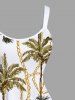 Plus Size Coconut Tree Chain Print Hawaii A Line Tank Dress -  