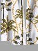 Plus Size Coconut Tree Chain Print Hawaii Button Pocket Shirt For Men -  
