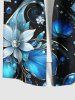 Plus Size Ombre Flower Leaves Galaxy Print Hawaii Button Pocket Shirt For Men -  