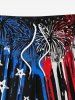 Plus Size Patriotic American Flag Fireworks Print Drawstring Beach Shorts For Men -  