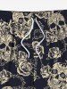 Plus Size Skulls Rose Flowers Print Beach Shorts For Men -  