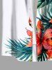 Chemise hawaïenne grande taille à imprimé feuilles tropicales et fleurs d'hibiscus, avec poches et boutons, pour homme - Blanc L