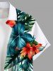 Chemise hawaïenne grande taille à imprimé feuilles tropicales et fleurs d'hibiscus, avec poches et boutons, pour homme - Blanc L