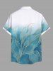 Chemise hawaïenne grande taille à imprimé feuilles tropicales ombré et paillettes scintillantes, boutons et poches, pour homme - Vert clair 6XL