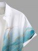 Chemise hawaïenne grande taille à imprimé feuilles tropicales ombré et paillettes scintillantes, boutons et poches, pour homme - Vert clair 6XL