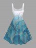 Plus Size Tropical Leaf Ombre Sparkling Sequin 3D Print Hawaii Tank Dress -  