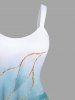 Plus Size Tropical Leaf Ombre Sparkling Sequin 3D Print Hawaii Tank Dress -  