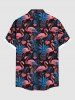 Plus Size Flamingo Pineapple Tropical Leaf Print Buttons Pocket Hawaii Shirt For Men -  