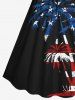 Plus Size Patriotic American Flag Coconut Tree Print Cinched Dress -  