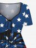 Plus Size Patriotic American Flag Coconut Tree Print Cinched Dress -  