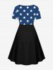 Plus Size Patriotic American Flag Coconut Tree Print Cinched Dress -  