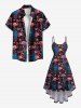 Plus Size Flamingo Pineapple Tropical Leaf  Print High Low Hawaii Cami Dress -  