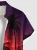 Chemise hawaïenne grande taille à boutons et poches, imprimé cocotier et galaxie, pour homme - Orange Foncé 3XL