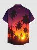 Plus Size Coconut Tree Galaxy Print Buttons Pocket Hawaii Shirt For Men -  