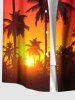 Plus Size Coconut Tree Galaxy Print Buttons Pocket Hawaii Shirt For Men -  