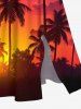 Plus Size Coconut Tree Galaxy Print Split Hawaii Midi Dress - Rouge foncé M