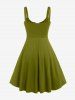Plus Size Lace Up Grommets Fit and Flare Dress -  