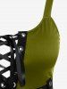 Plus Size Lace Up Grommets Fit and Flare Dress -  