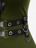 Plus Size Lace Up Grommets Fit and Flare Dress -  