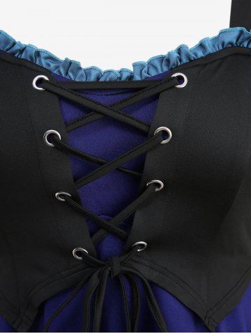 Gothic Plus Size Cold Shoulder Lace Up Layered Handkerchief Asymmetric Corset Renaissance Dress