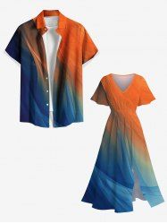 Ombre Desert Print Plus Size Matching Hawaii Beach Outfit For Couples -  