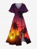 Tenue de plage hawaïenne assortie grande taille à imprimé cocotier et galaxie pour couples - Orange Foncé 