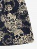 Tenue de plage hawaïenne assortie grande taille à imprimé tête de mort et roses pour couples - Noir 