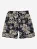 Tenue de plage hawaïenne assortie grande taille à imprimé tête de mort et roses pour couples - Noir 