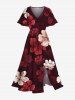 Ombre Flower Print Plus Size Matching Hawaii Beach Outfit For Couples -  